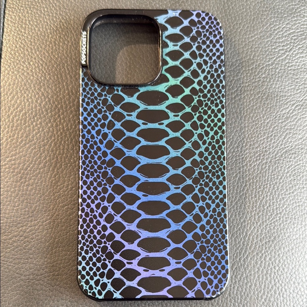 PopSockets Black and Blue Snake Pattern iPhone 14 Pro Max Case